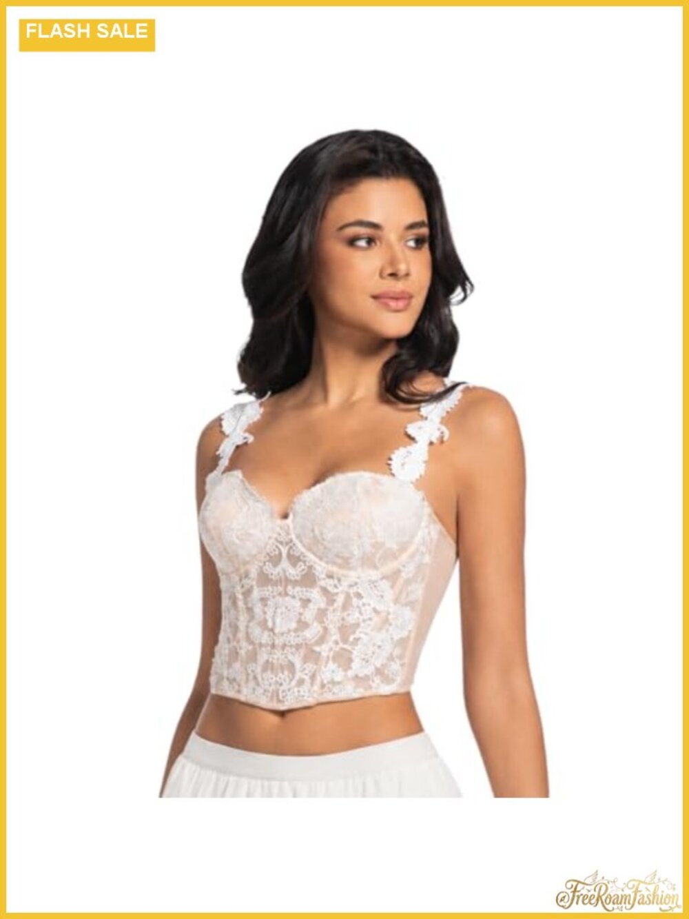 Lace Corset Top Sheer Mesh Floral Embroidery Bustier